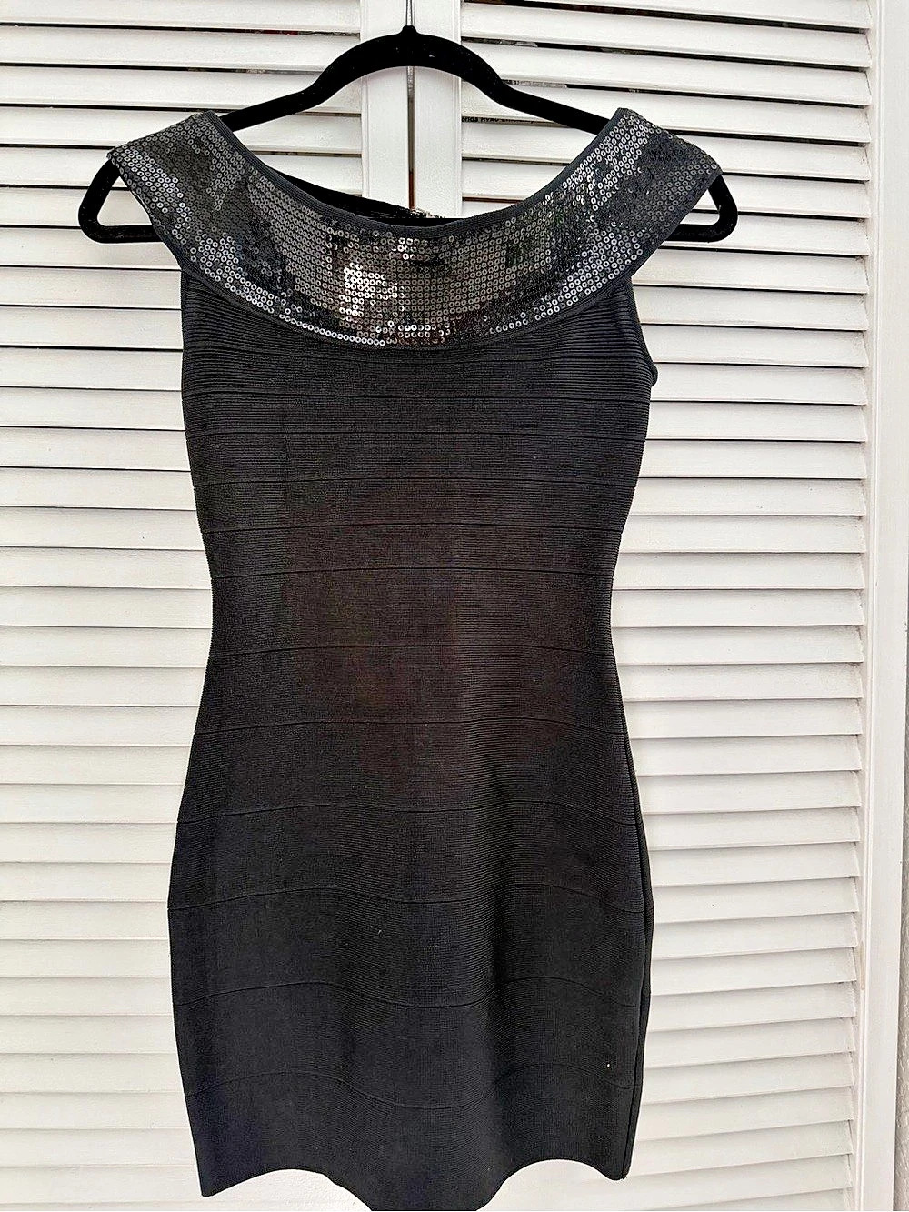 GUESS Black Sequin Collar Mini Dress Size XS